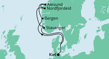 Route: Norwegens Küste ab Kiel mit AIDAprima