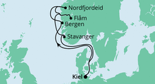 Route: Norwegens Küste ab Kiel mit AIDAprima