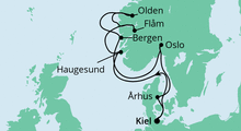 Route: Norwegens Küste mit Fjorden ab Kiel mit AIDAluna