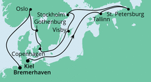 Route: Baltikum & Skandinavien mit AIDAcara