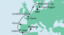 Route: Von Kiel nach Mallorca 3 mit AIDAbella