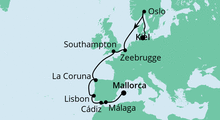 Route: Von Kiel nach Mallorca 2 mit AIDAprima