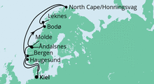 Route: Norwegen mit Lofoten & Nordkap 2 mit AIDAbella