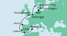 Route: Von Kiel nach Mallorca 3 mit AIDAbella