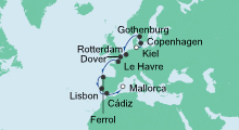 Route: Von Kiel nach Mallorca mit AIDAbella