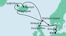 Route: Nordische Inseln mit Island mit AIDAbella