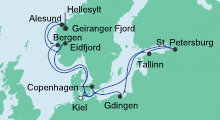 Route: Norwegens Fjorde & Ostsee mit AIDAbella