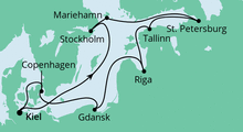 Route: Ostsee Rundreise mit AIDAcara