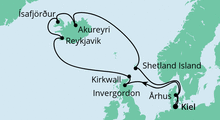 Route: Nordische Inseln mit Island mit AIDAbella