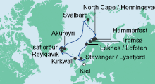 Route: Highlights am Polarkreis mit AIDAluna