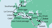 Route: Meergenießer von Kiel nach Dubai mit AIDAprima
