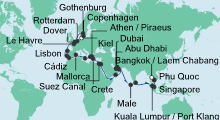 Route: Von Kiel nach Thailand mit AIDAbella