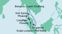 Route: Thailand, Malaysia & Singapur 3 mit AIDAbella