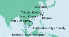 Route: Von Bangkok nach Shanghai mit AIDAbella
