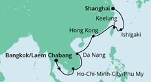 Route: Von Bangkok nach Shanghai mit AIDAbella