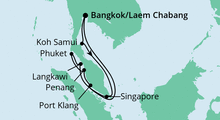 Route: Thailand, Malaysia & Singapur 3 mit AIDAbella