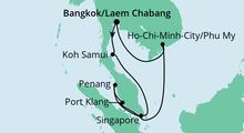 Route: Thailand, Malaysia & Singapur 2 mit AIDAbella