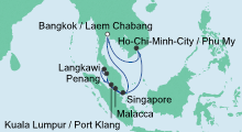 Route: Silvesterreise nach Thailand, Malaysia & Singapur mit AIDAbella