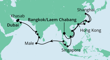 Route: Weltenbummler von Bangkok nach Dubai mit AIDAbella