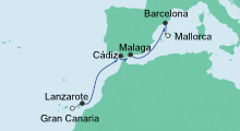 Route: Von Gran Canaria nach Mallorca 4 mit AIDAnova