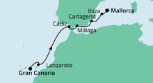 Route: Von Gran Canaria nach Mallorca 1 mit AIDAstella