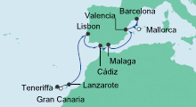 Route: Von Gran Canaria nach Mallorca 3 mit AIDAstella
