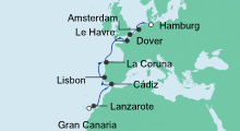 Route: Von Gran Canaria nach Hamburg mit AIDAdiva