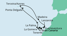 Route: Azoren & Kanaren mit AIDAcara