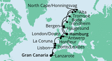 Route: Von Gran Canaria nach Hamburg mit AIDAcara