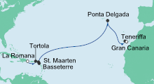 Route: Von der Dominikanischen Republik nach Gran Canaria mit AIDAdiva
