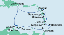 Route: Karibische Inseln 1 mit AIDAperla