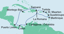 Route: Karibik & Mittelamerika 1 mit AIDAdiva