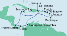 Route: Karibik & Mittelamerika 1 mit AIDAluna