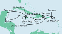 Route: Karibik & Mexiko 1 mit AIDAdiva