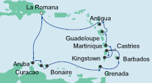Route: Karibische Inseln 1 mit AIDAperla