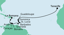 Route: Von der Dom. Republik nach Teneriffa mit AIDAperla