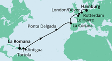 Route: Von der Dom. Republik nach Hamburg 3 mit AIDAdiva