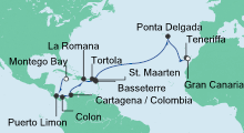 Route: Von Jamaika nach Gran Canaria mit AIDAdiva