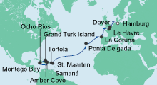 Route: Von Jamaika nach Hamburg 1 mit AIDAluna