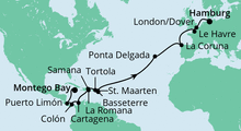 Route: Von Jamaika nach Hamburg 4 mit AIDAluna