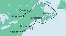 Route: Von Montreal nach New York mit AIDAdiva