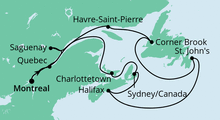Route: Kanadas Ostküste mit AIDAvita