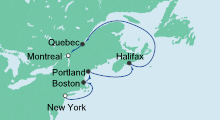 Route: Von New York nach Montreal mit AIDAdiva