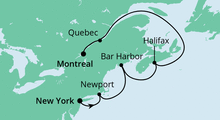 Route: Von New York nach Montreal mit AIDAdiva
