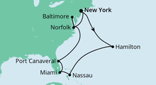 Route: New York, Florida & Karibik mit AIDAluna