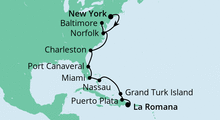 Route: Von New York nach Dominikanische Republik 1 mit AIDAluna