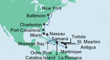 Route: Von New York nach Jamaika 5 mit AIDAdiva