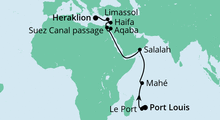 Route: Von Mauritius nach Kreta mit AIDAblu