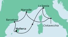 Route: Mediterrane Schätze 1 mit AIDAnova