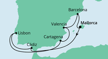 Route: Spanien & Portugal 3 mit AIDAmar